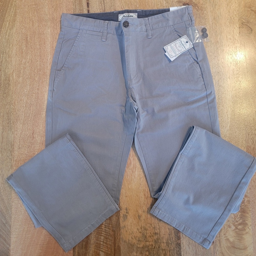 Flag & Anthem Mens Chinos 30/34 Nashville Straight Fit Gray Premium *NEW W/ TAGS - Picture 1 of 5